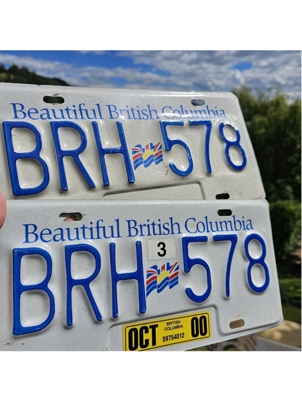 Pair BC British Columbia License Plates BRH 578 Matching Set Oct 2000 Vintage...